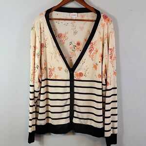 𝅺lularoe Cheryl Floral/Stripe Cardigan / 2XL